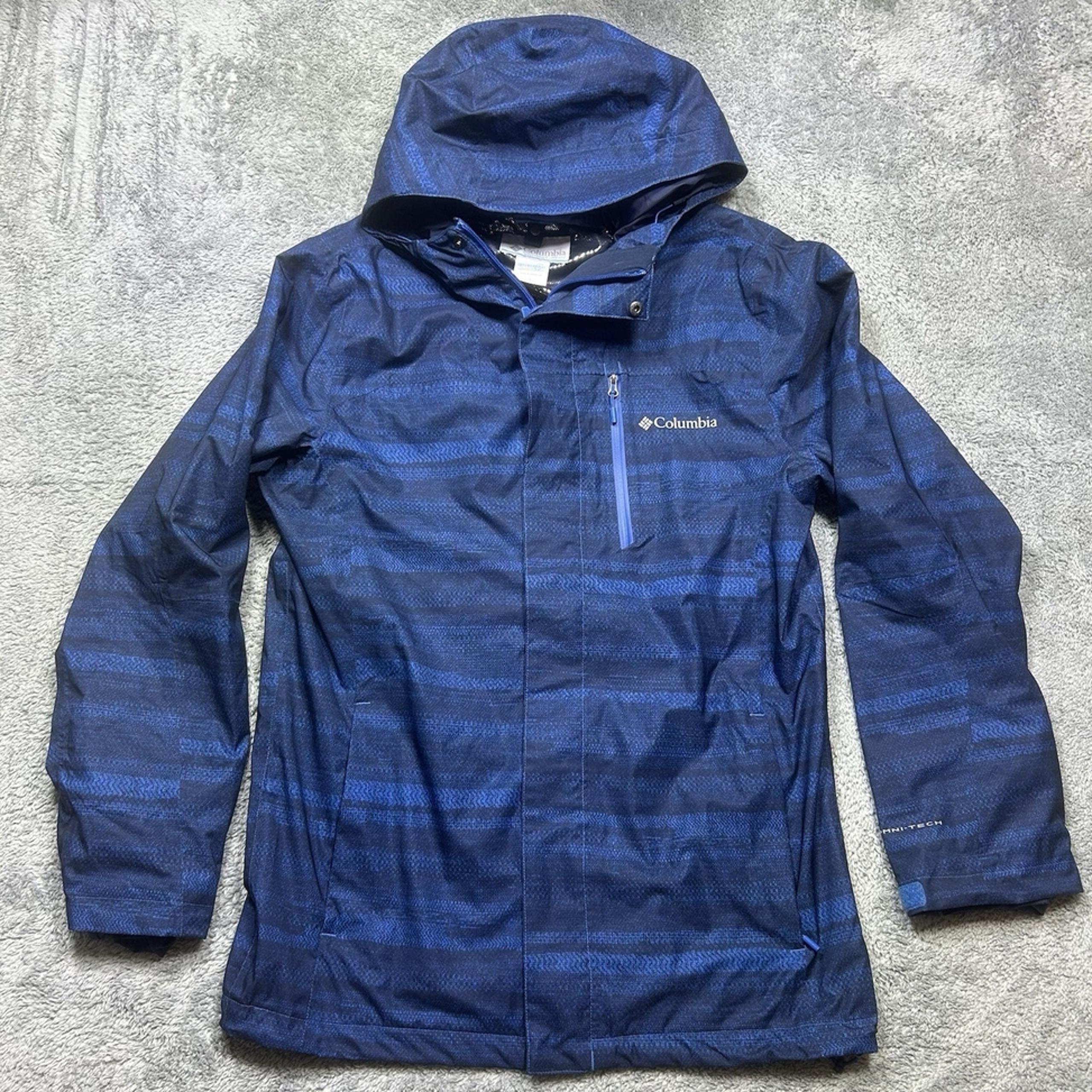Columbia Omni Tech Interchange Jacket Men's S Navy Blue Ski Rain Coat Snow