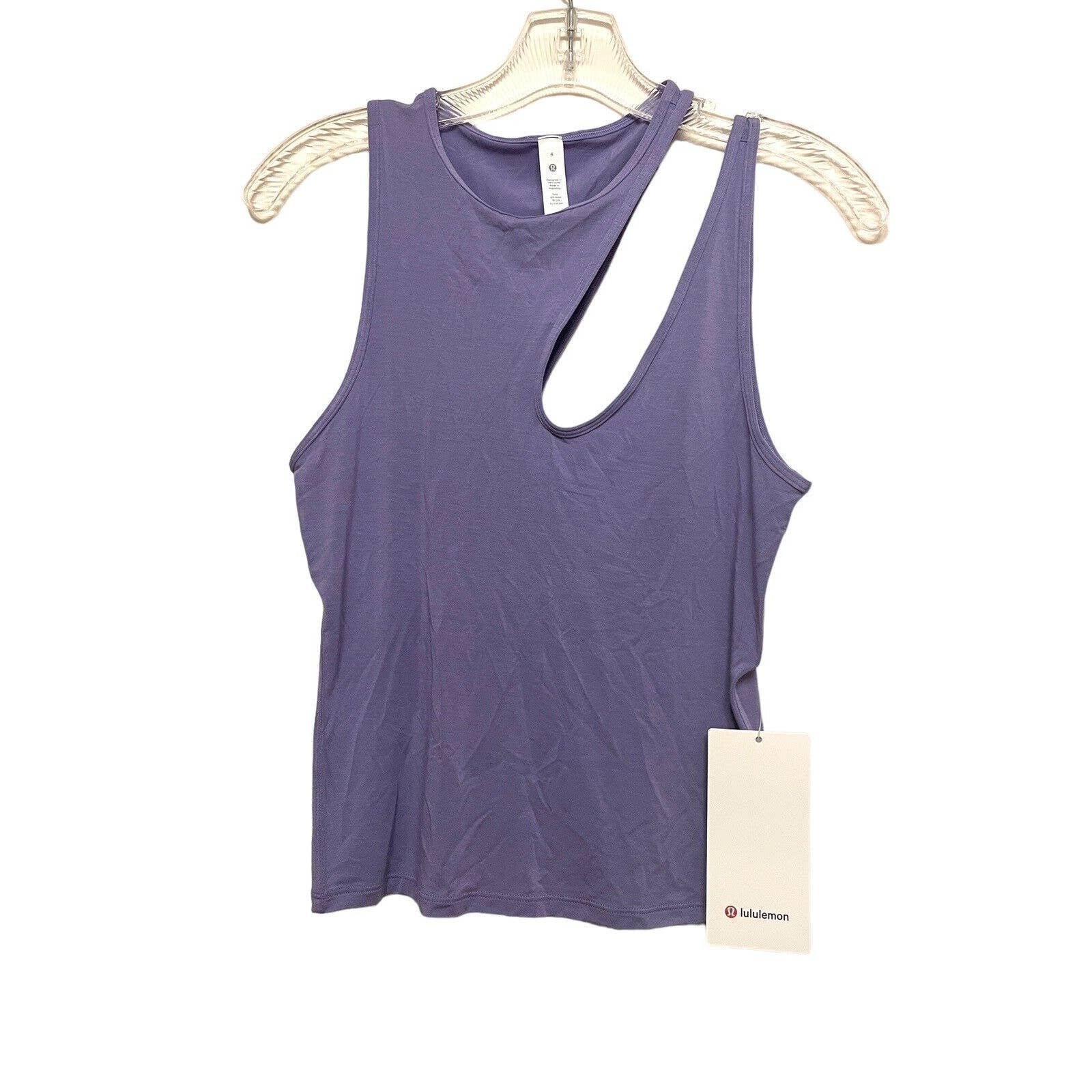 NEW Lululemon Shoulder Cut-Out Yoga Tank Top Dark Lavender Size 4 Silk Blend