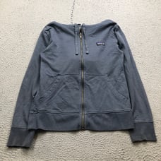 Patagonia Organic Cotton Jacket Sweatshirt Hoodie Womens XS Pockets Blue Gray