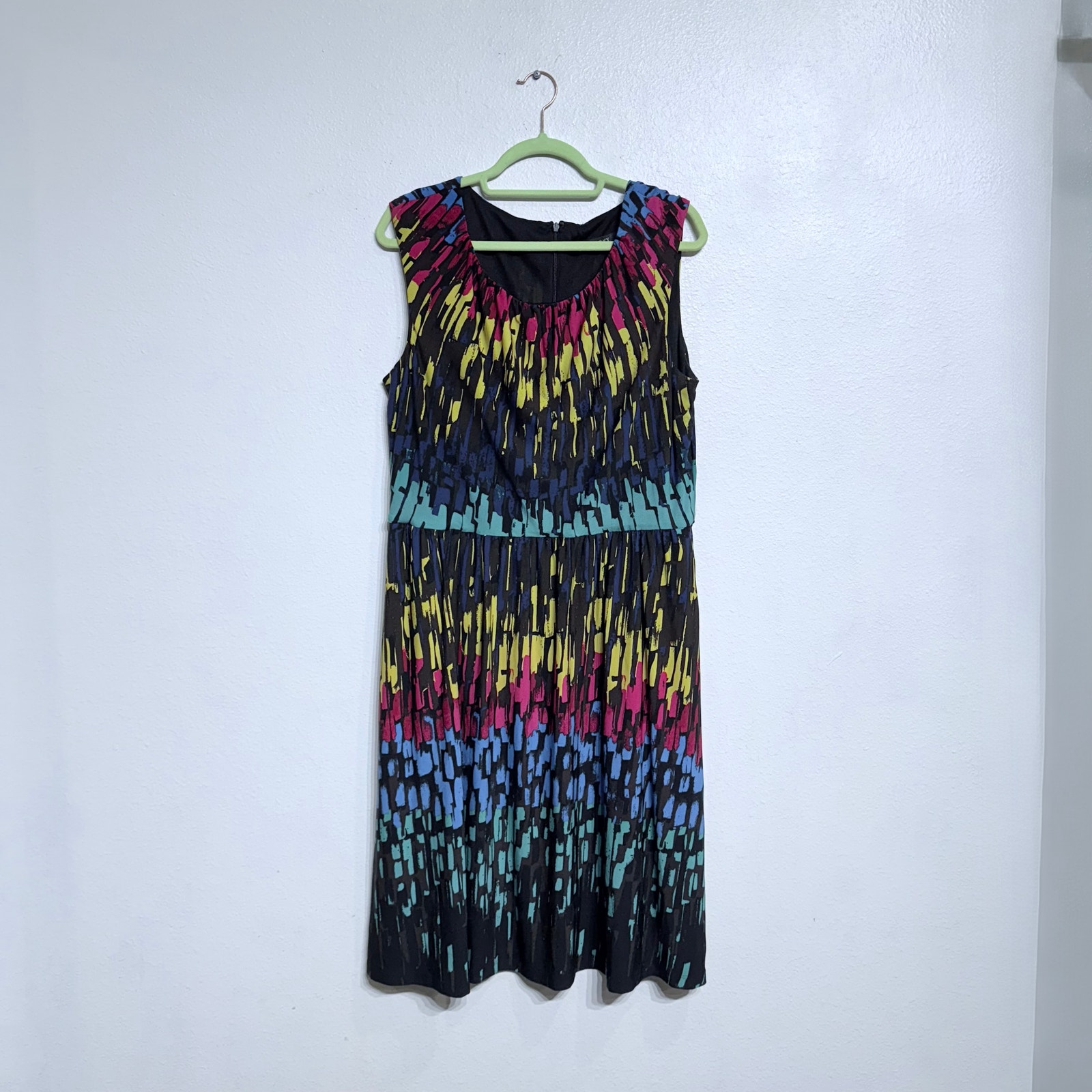 Ellen Tracy Midi Knee Length Multicolor Sheath Dress Sz L