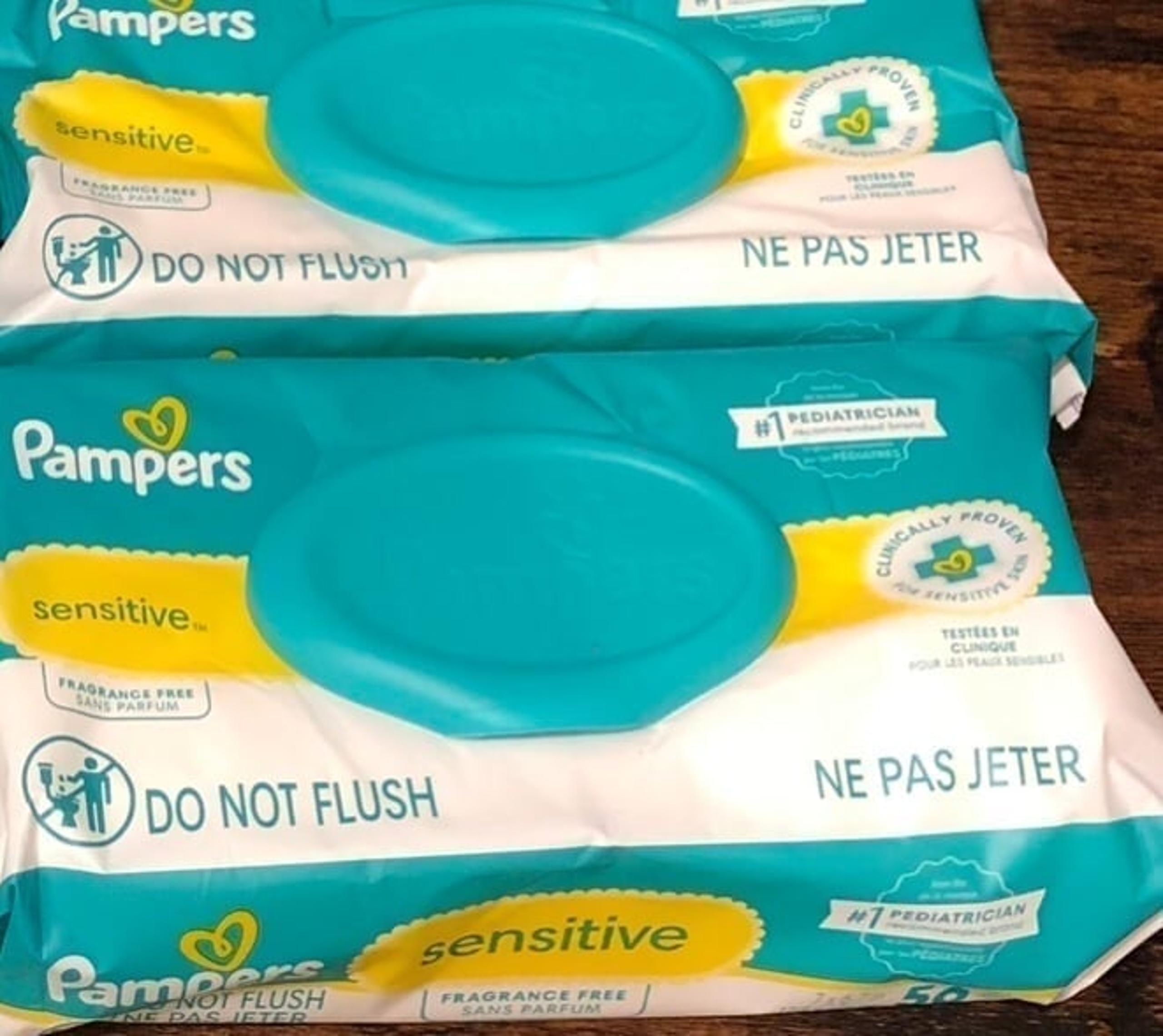 112 Pampers Sensitive & Fragrance Free Baby Wipes x’s 2 Packs of 56 Each!