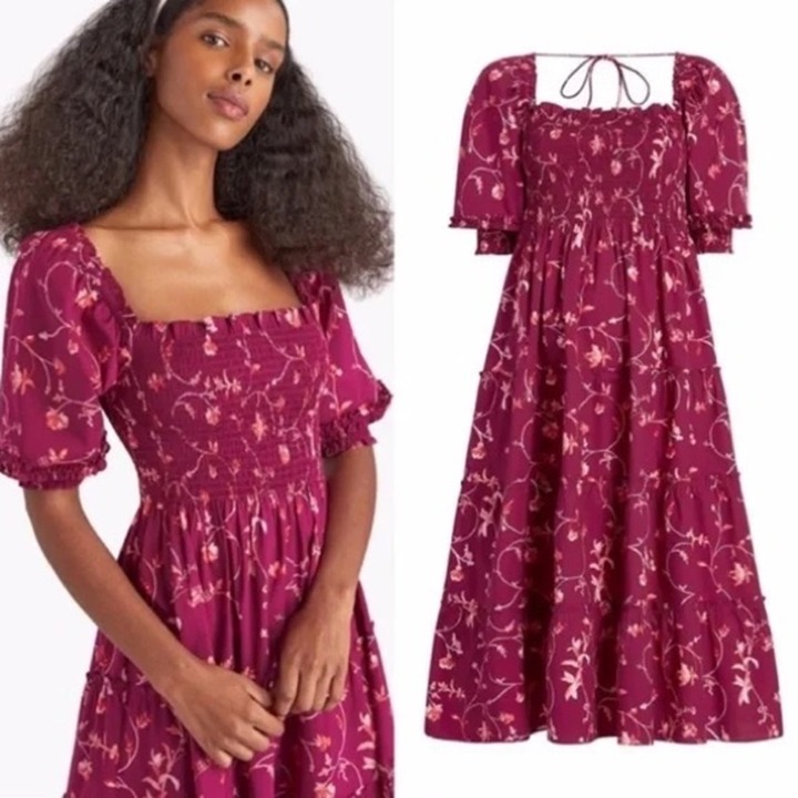 Hill House | The Nesli Nap Dress, Burgundy Botanical
