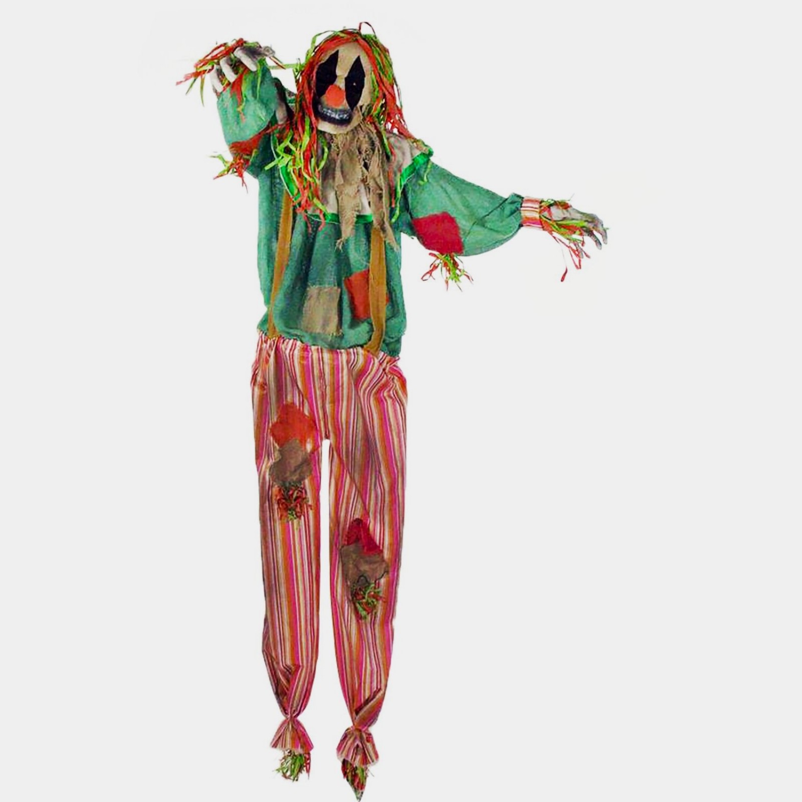Life-Size Animatronic Scarecrow Clown, Multicolor Halloween Decor