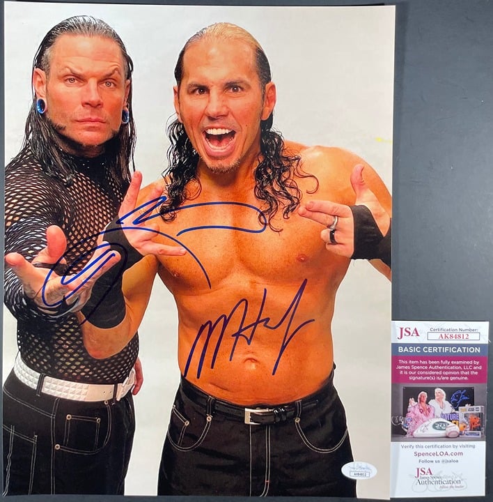 WWE Matt Hardy & Jeff Hardy Signed Hardy Boyz 11x14 Photo E Autograph JSA COA