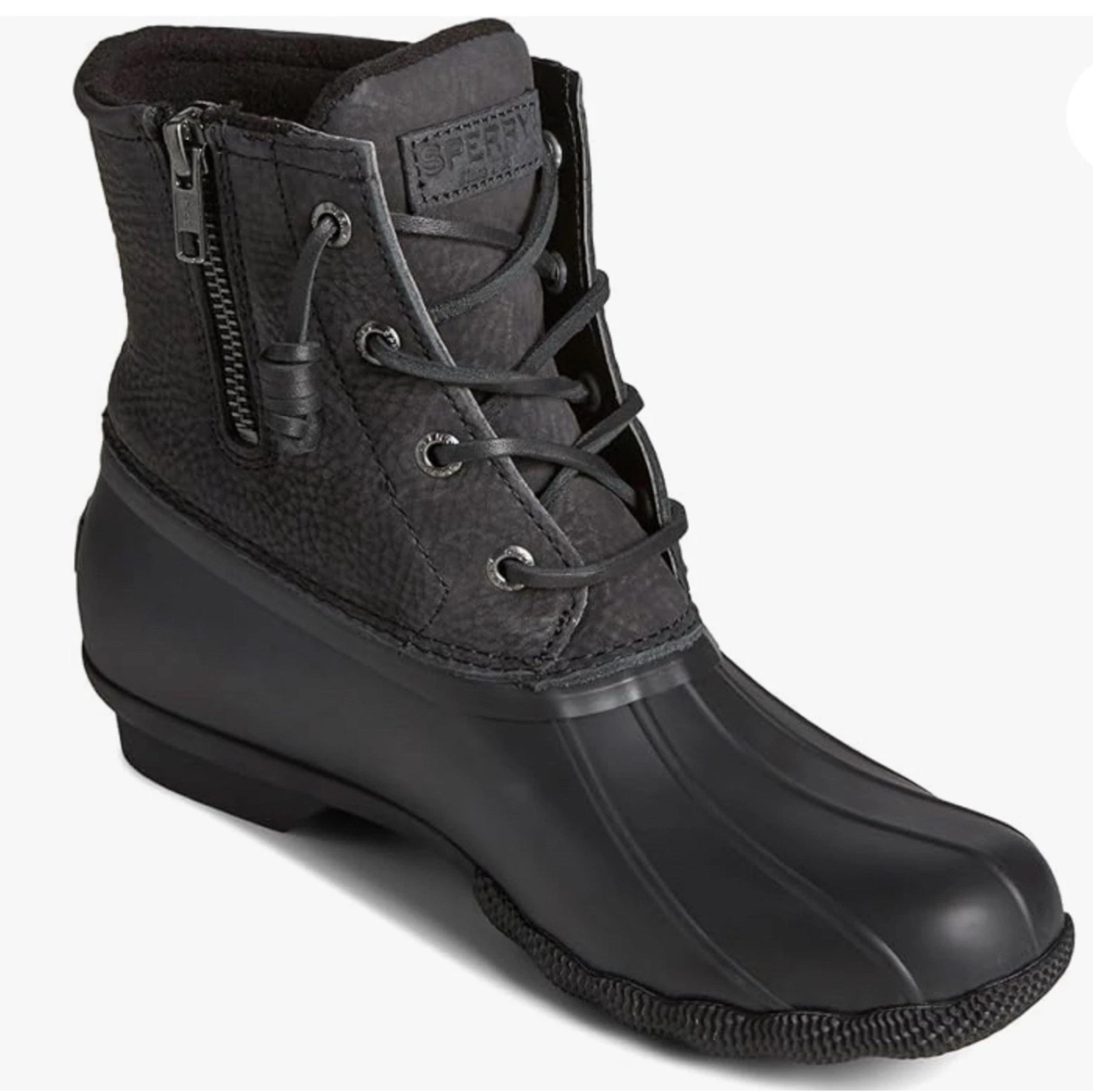 Sperry Womens Top-sider Saltwater Waterproof Rain Snow Boots Black Sz 11 NWOB