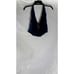 MELVILLE Women's Dark Blue Demin Linen-Blend Tie-Front Halter Crop Top SZ S