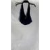 MELVILLE Women's Dark Blue Demin Linen-Blend Tie-Front Halter Crop Top SZ S