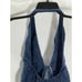 MELVILLE Women's Dark Blue Demin Linen-Blend Tie-Front Halter Crop Top SZ S
