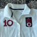Nike size M James Jarvis collab England white polo with stitched numbers & patch