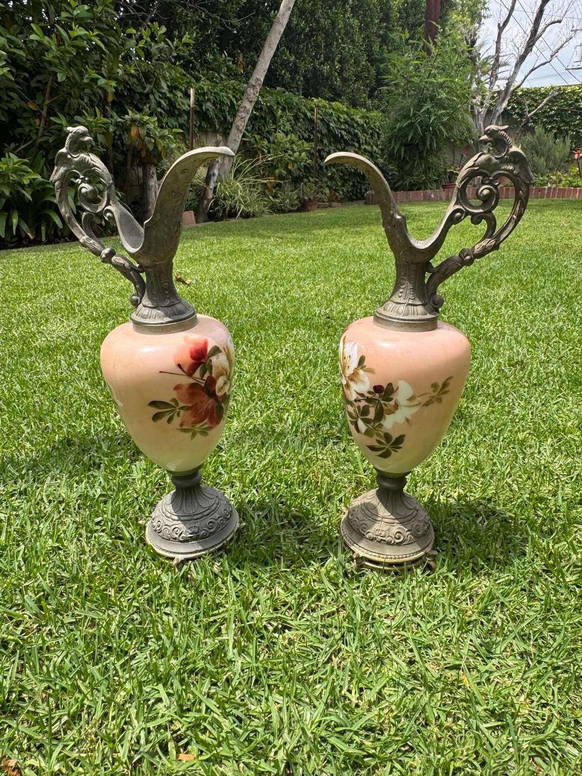 Vintage Victorian Era Porcelain Ewer pitcher Floral Decorative