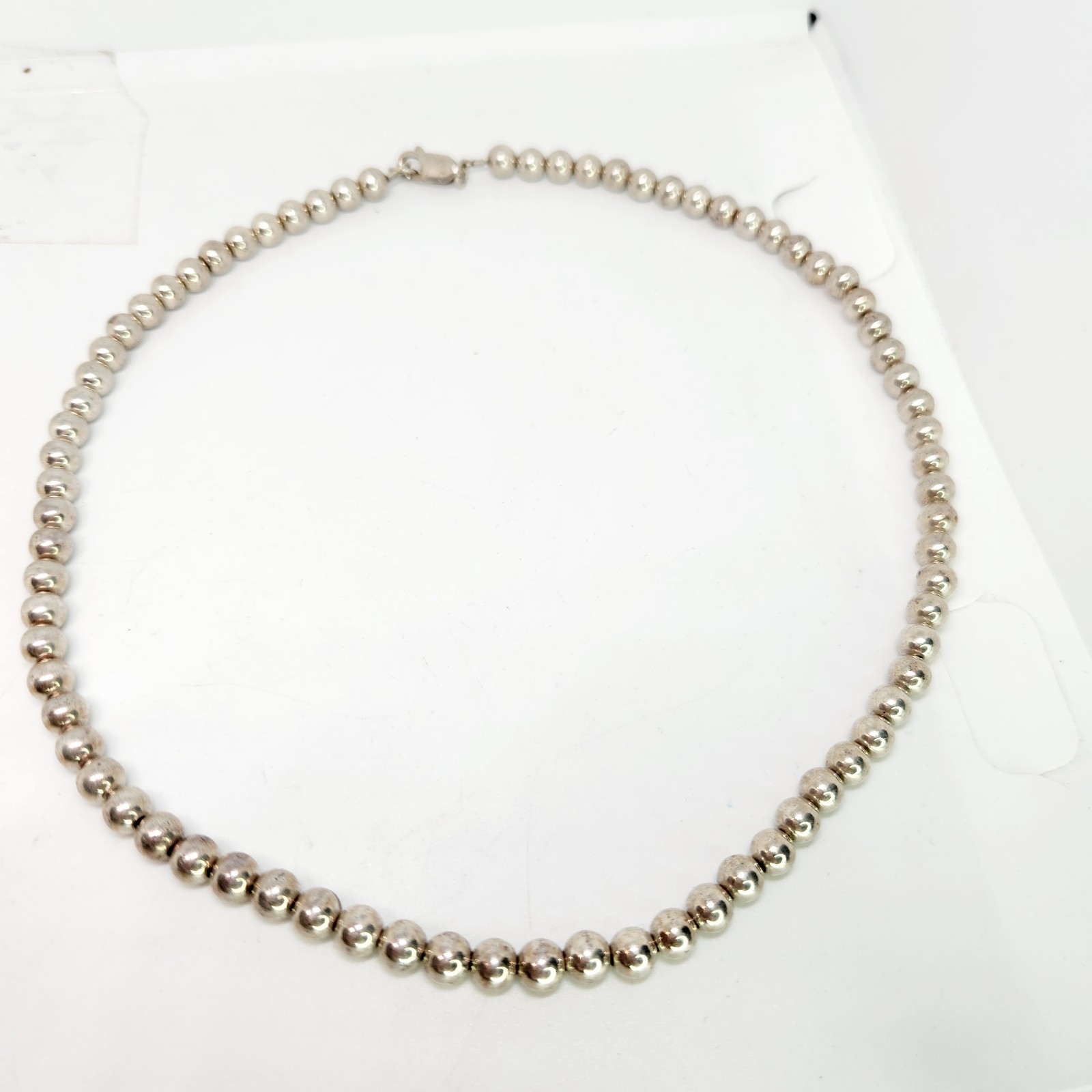 Vtg Sterling Silver Necklace Bead Ball Pearl Chain 925 Fine Jewelry 5mm 15.4 G