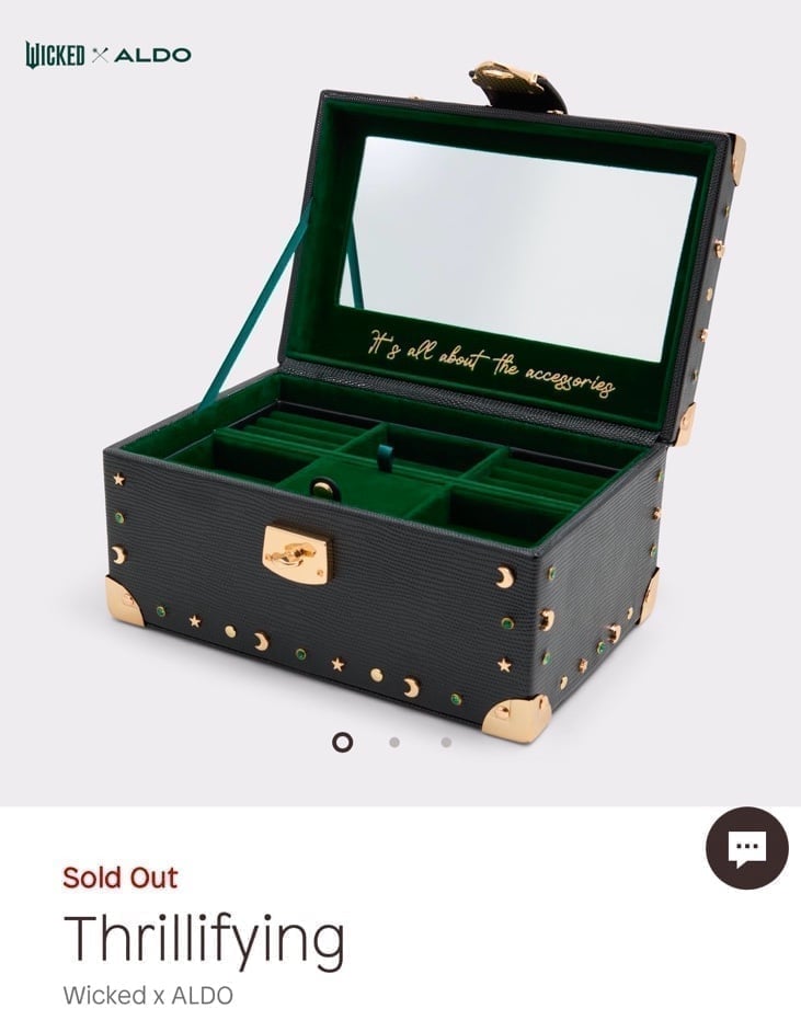 wicked x aldo sold out jewelry box ELPHABA