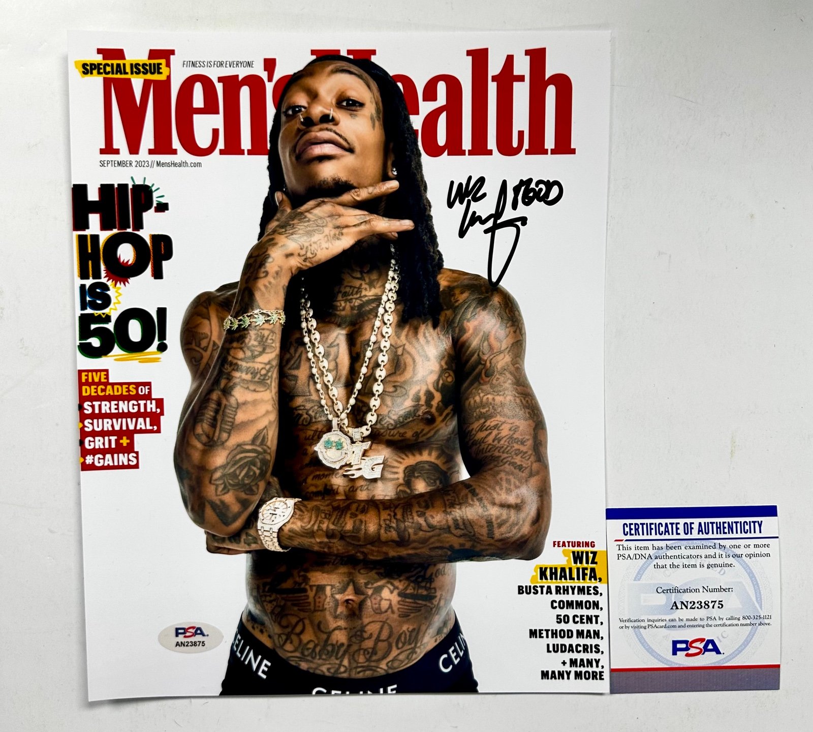 Rapper Wiz Khalifa Signed Mens Health Hip Hop 8x10 Photo With PSA COA Pittsburgh
