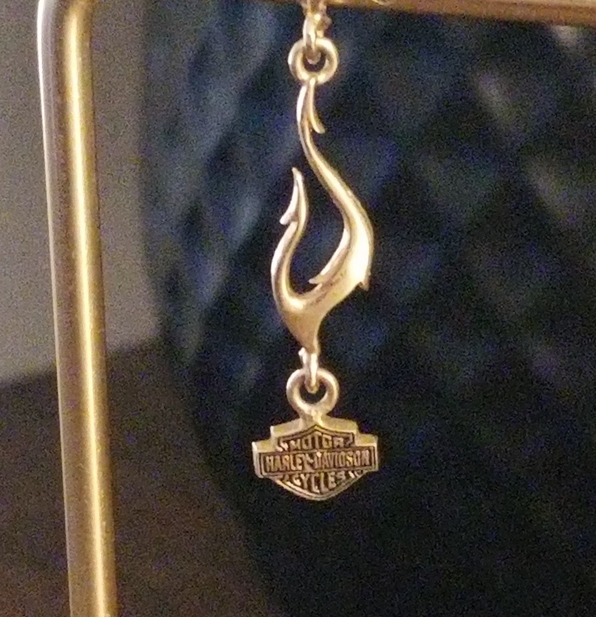 10K Gold Harley Davidson Dangling Earrings