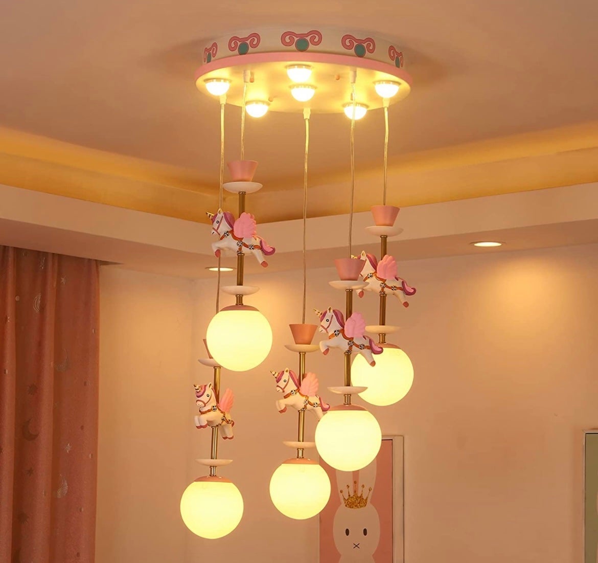 Unicorn chandelier little girls room