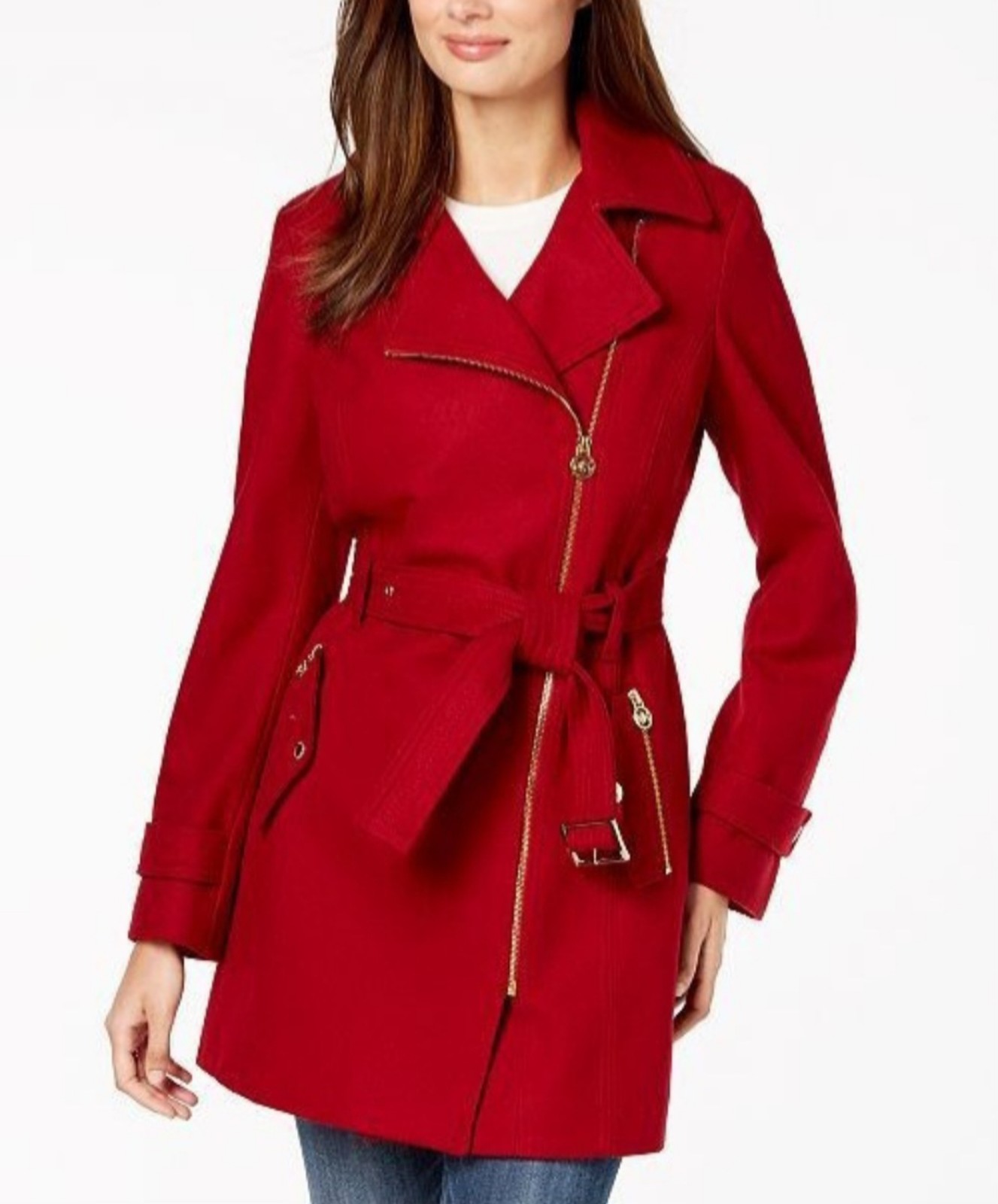 NWOT Red Wool Michael Kors Trench Coat