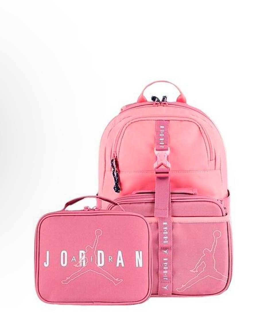 NEW Authentic Air Jordan Kid's Lunch Box Bag Backpack Ice Pink School Girls 2pc