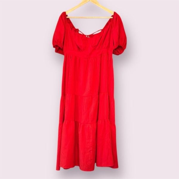 ARULA Puff Sleeve Tie Back Midi Dress
