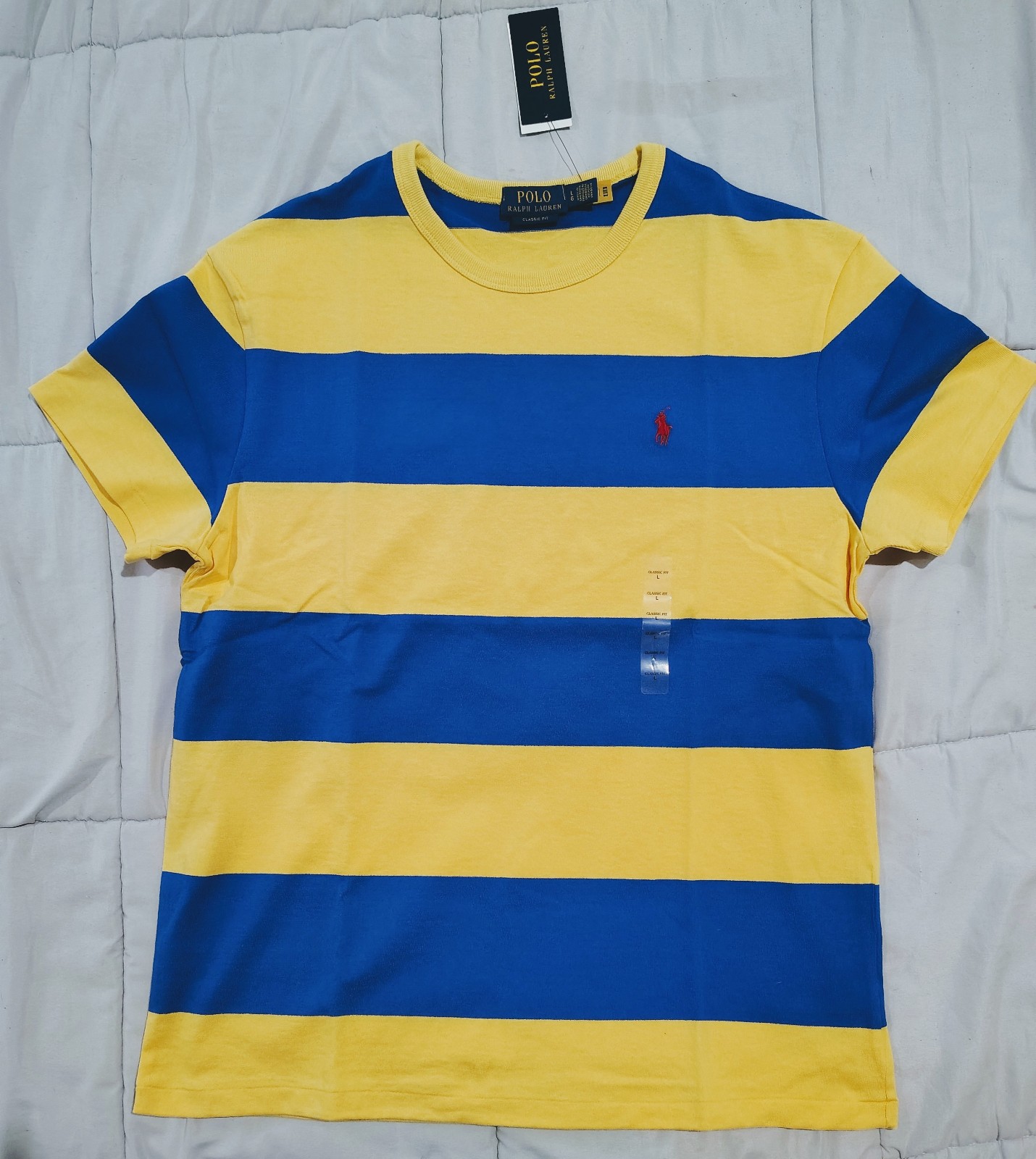 Ralph Lauren Polo Striped Rugby T Shirt Size Large Classic Fit NWT