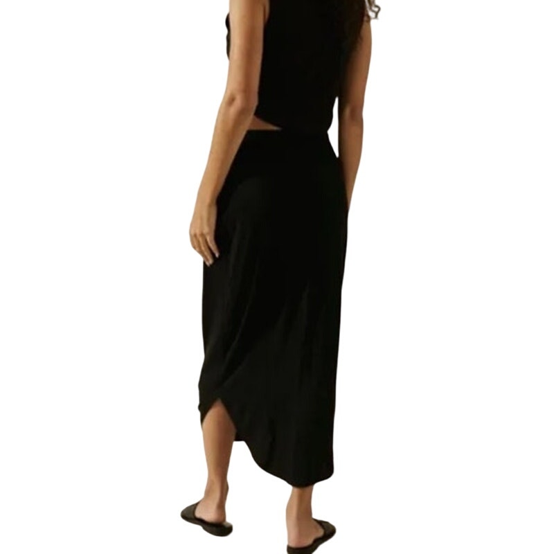 Free People FP Beach Women’s Asymetrical Hem Midi Skirt Black Size M