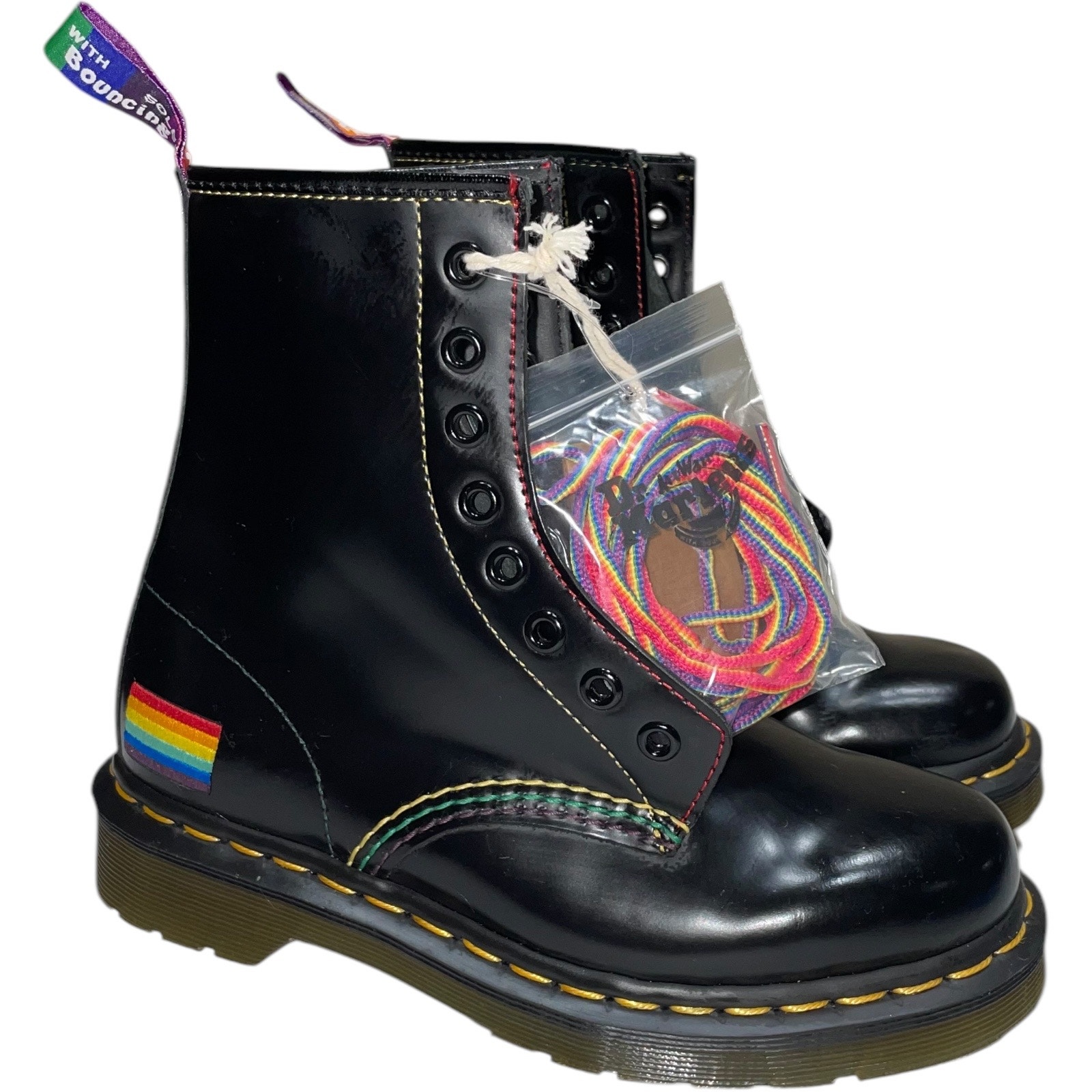 NEW Dr. Marten's 1460 Pride Black Patent Leather Combat Boots Size: US 5 L