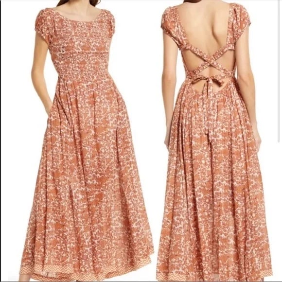 Free People Ultraviolet printed maxi dress in ivory multi size medium