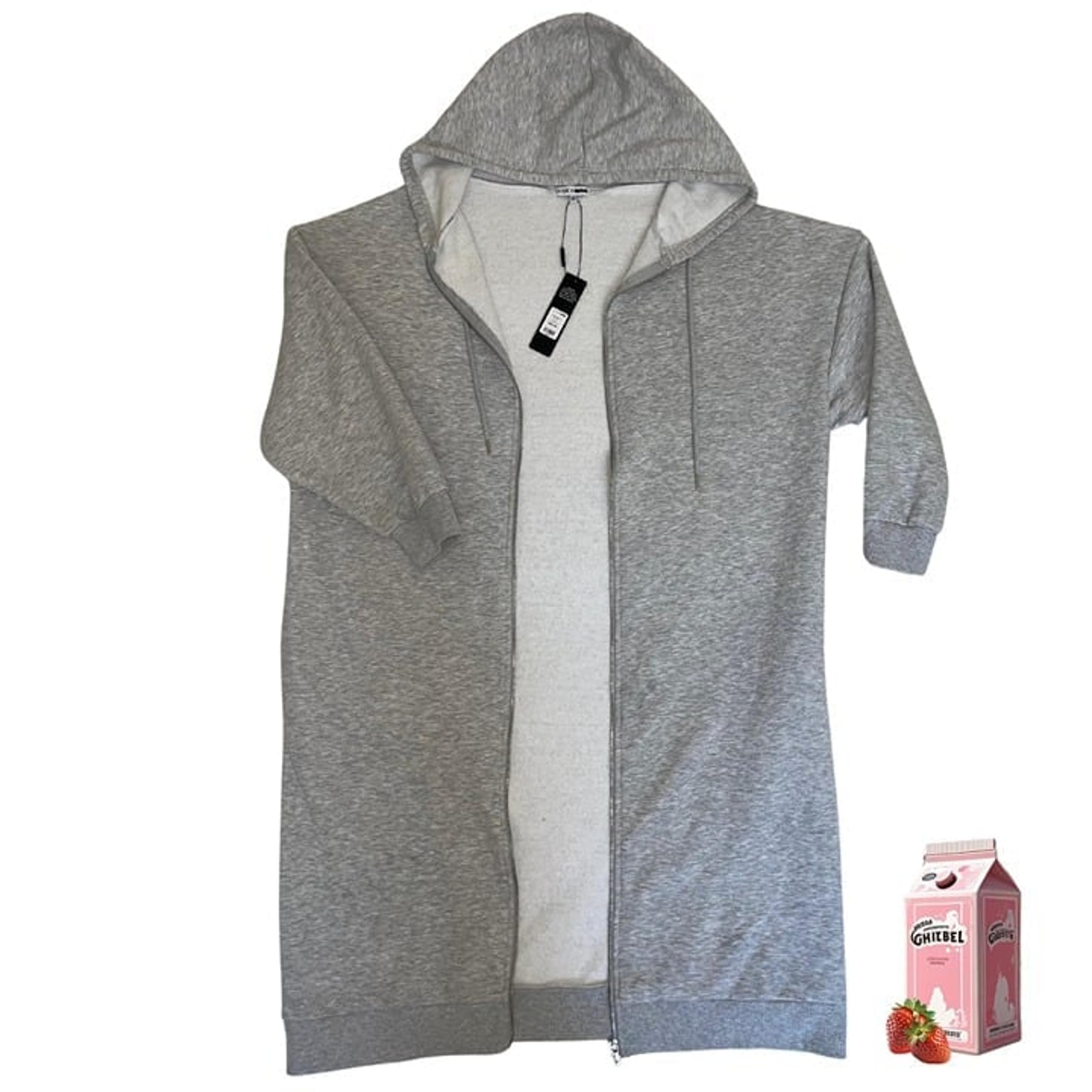 Extra Long Womens Grey Hoodie