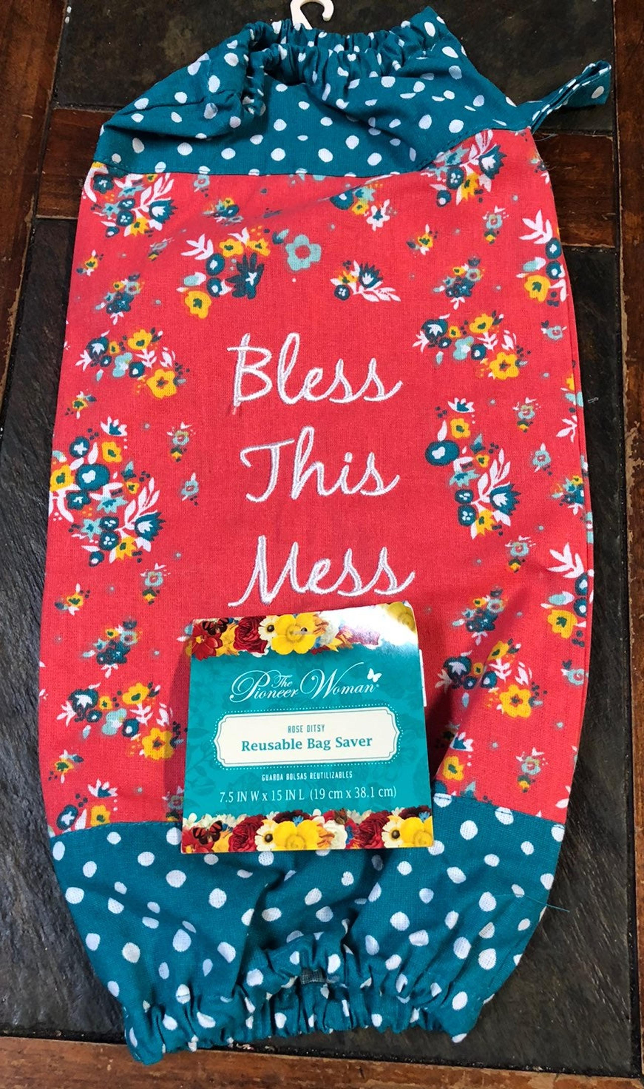 Pioneer Woman Bless this Mess Rose Ditzy Bag Holder Saver