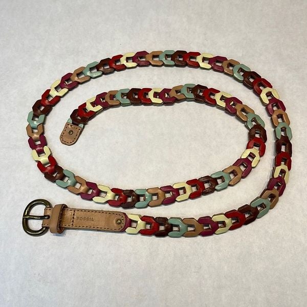 Fossil Women’s Belt Leather Link Colorful Multicolor Size Large Fossil Women’s Belt Leather Link Colorful Multicolor Size Large