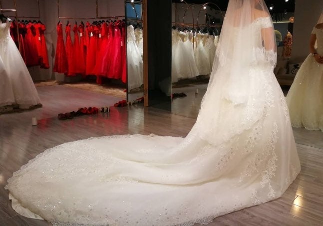 NEW wedding gown with LONG train