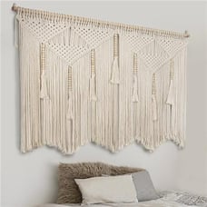 Large Cotton Tassel Decor, Macrame Wall Hanging Boho Tapestry Woven Wall Decor