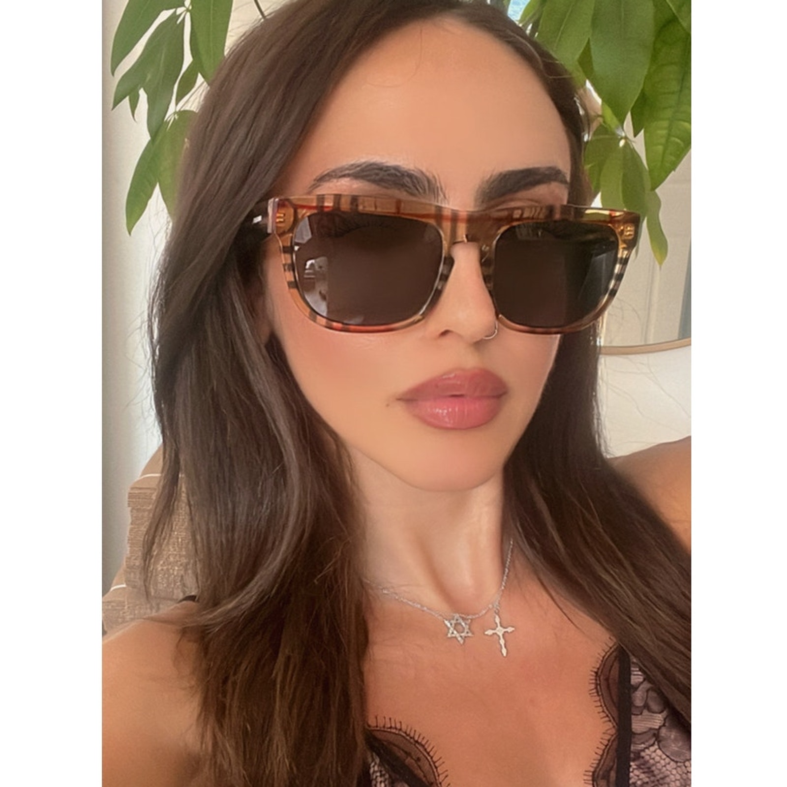 NEW Burberry BE4431-U Check Print Sunglasses