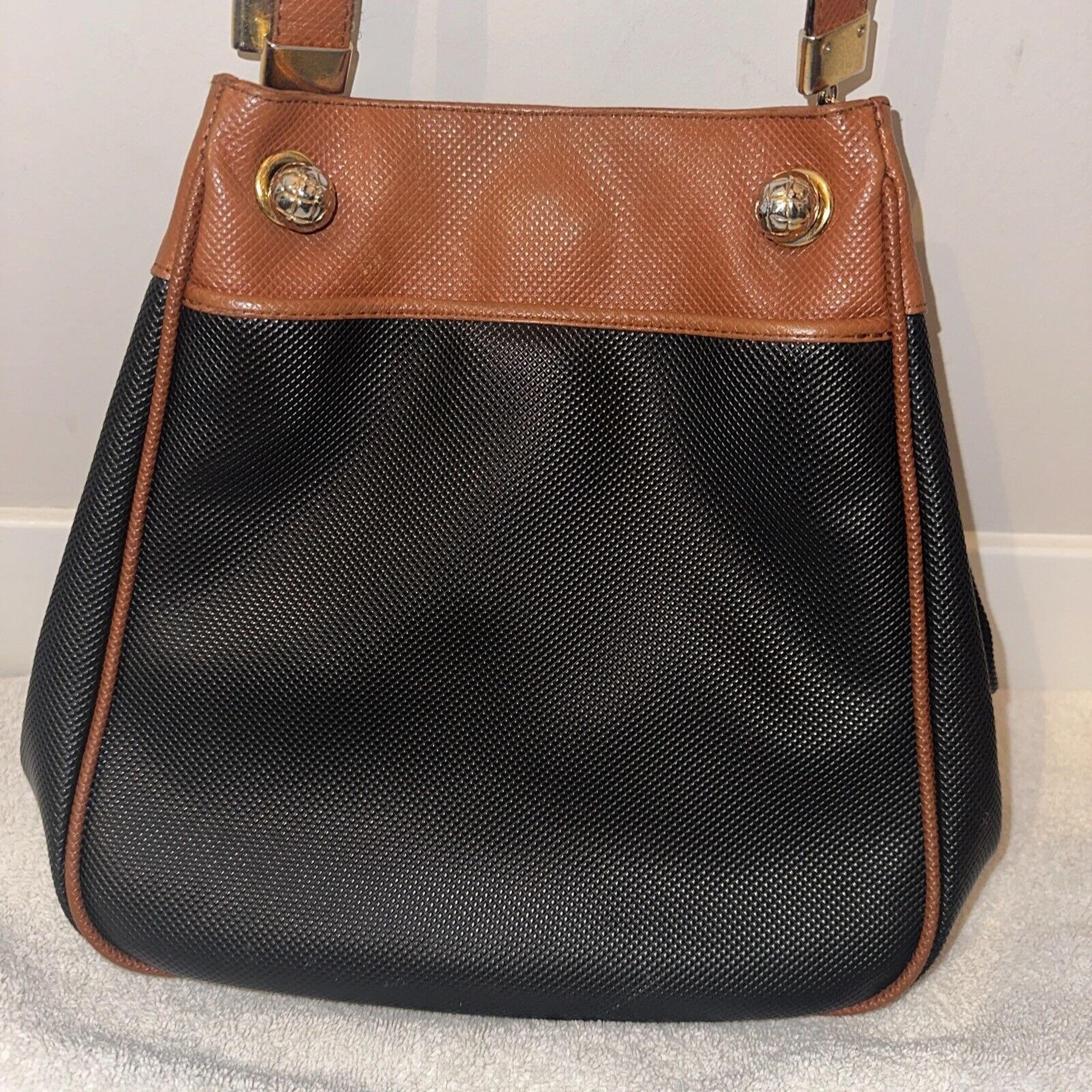BOTTEGA VENETA 2 Tone Shoulder Bag/Purse Leather Black Brown Great Condition!