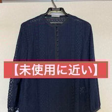 【Near Mint Condition】Theory Luxe Lace-like Sheer Blouse Navy Blue