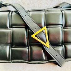 GUC Padded Cassette Crossbody Bag black lamb leather