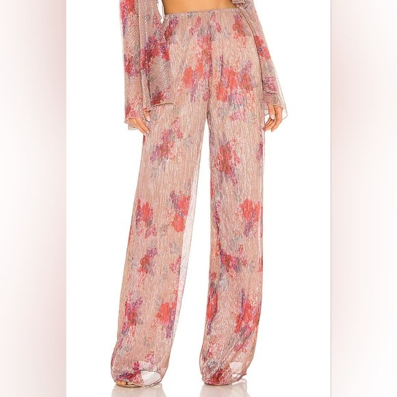 Michael Costello x REVOLVE Metallic Floral Pull On Octavia Pant Pink Size XS