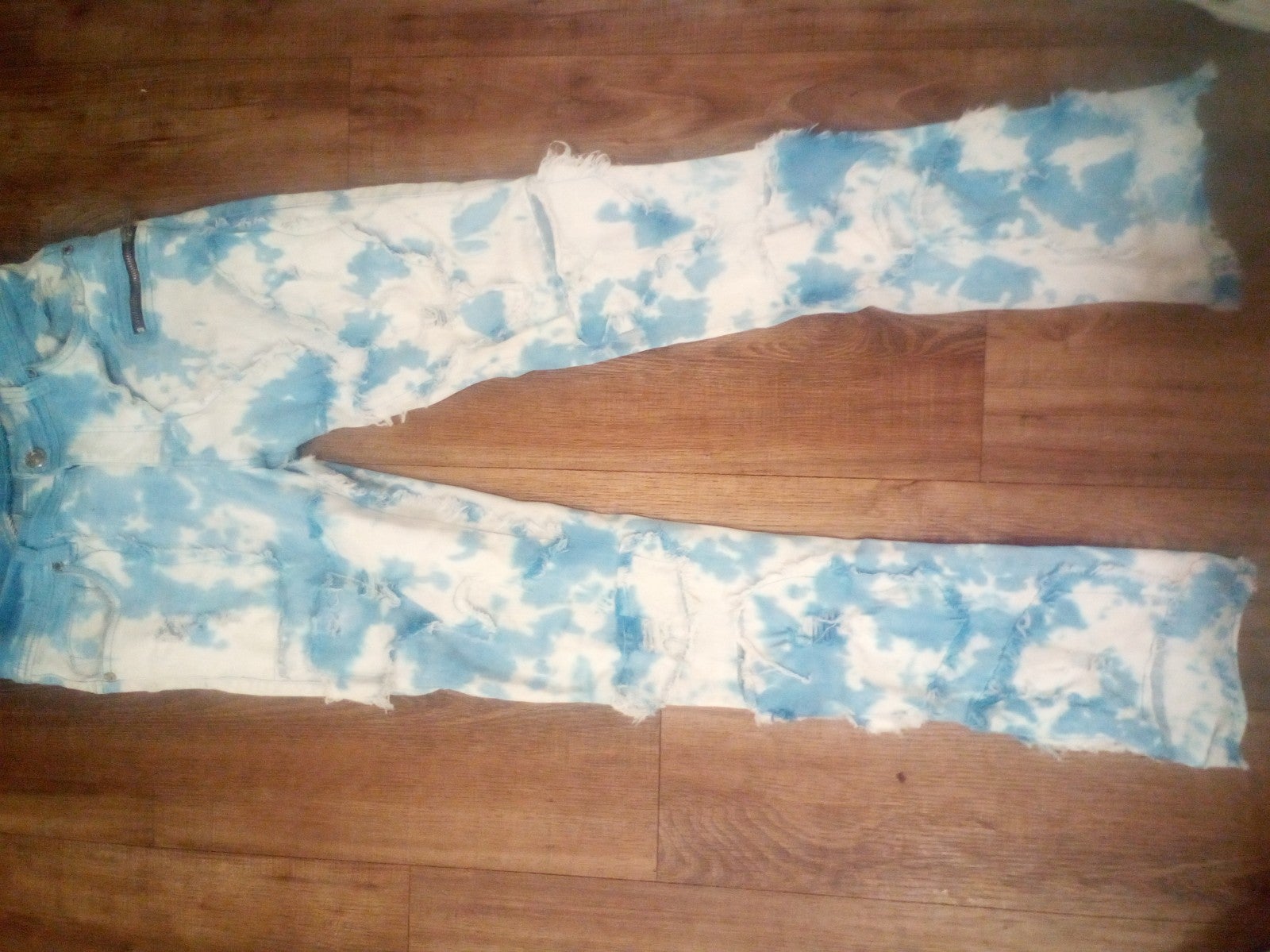 New Mens Elite premium Denim Blue Tie-Dye Stacked Jeans