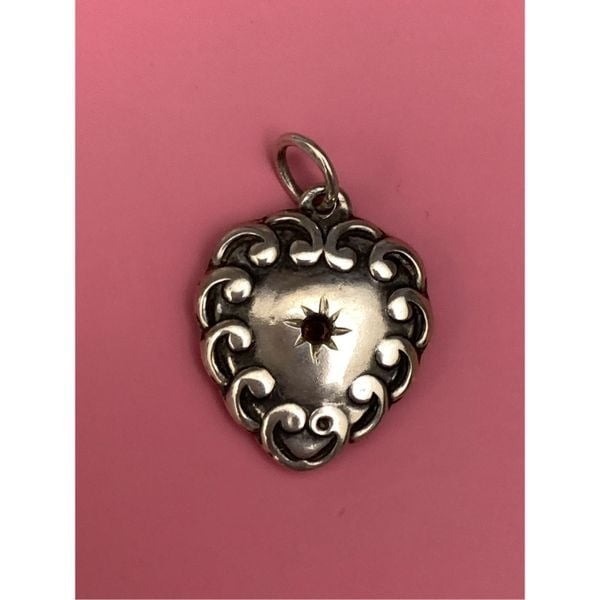 .925 Heart with Ruby Sterling Silver Jewelry Charm #valentine
