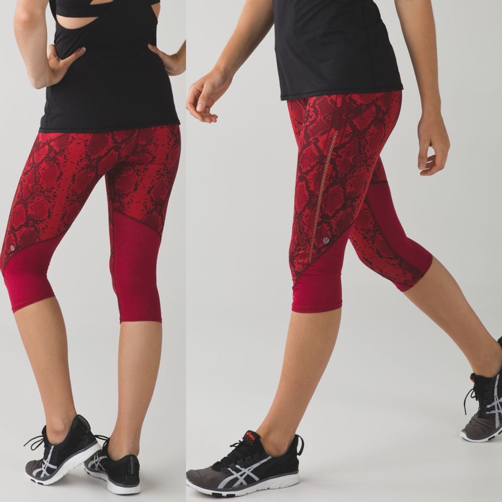 Lululemon Vent It Out Crop Sz 6 In Mini Ziggy Snake Red Tide Cranberry/Cranberry