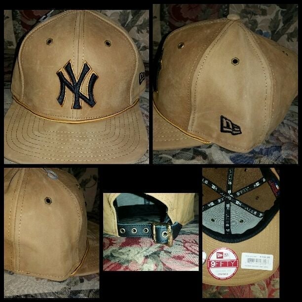 New era mens New york yankees 100 % leather strapback