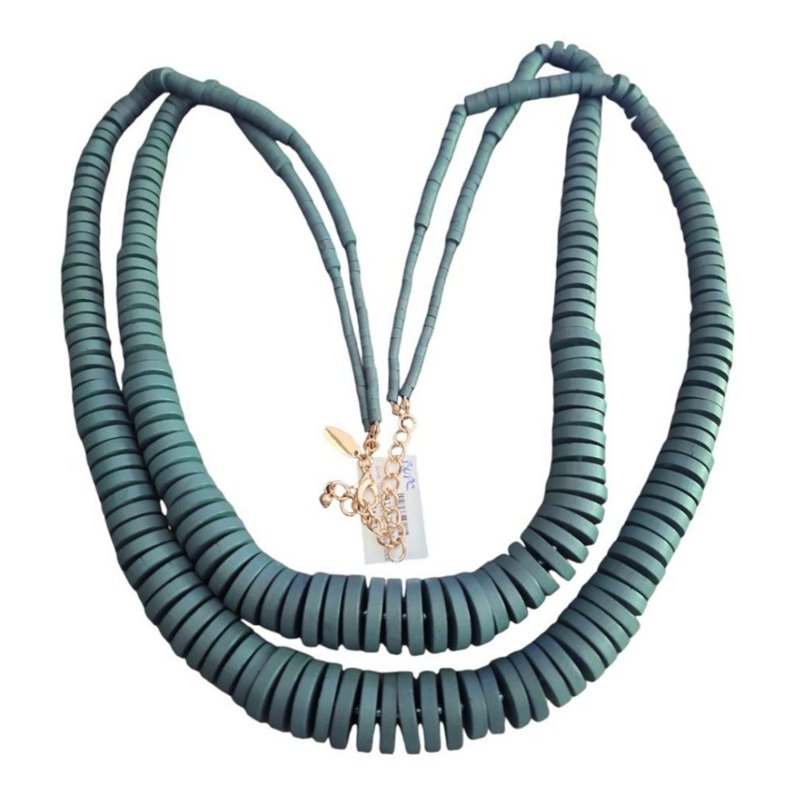 Style & Co Gold Tone Bold Chunky Green 2-layer Beaded Statement Necklace
