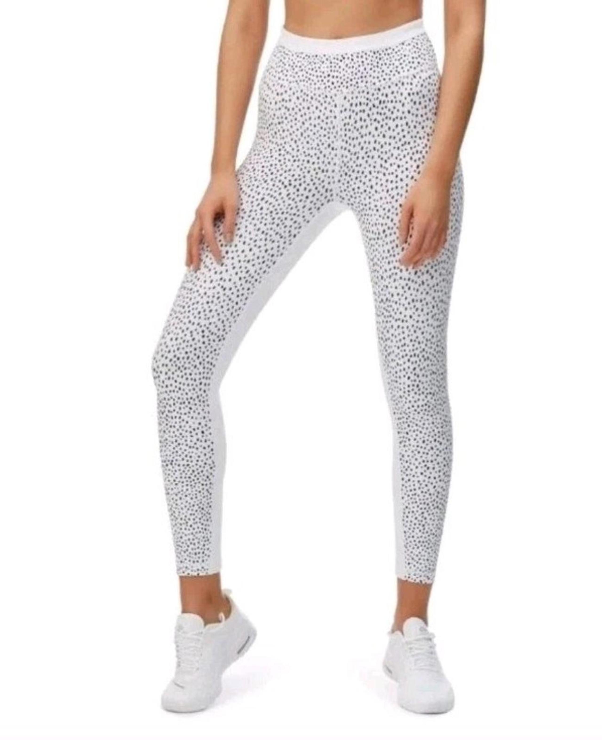 ALL FENIX Leggings 7/8 Micro Cheetah Dot Anthropologie Yoga White Womens S