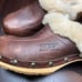 UGG Australia Kalie Clog Studded Brown Leather Sherpa Lined Wooden Block Heel 6