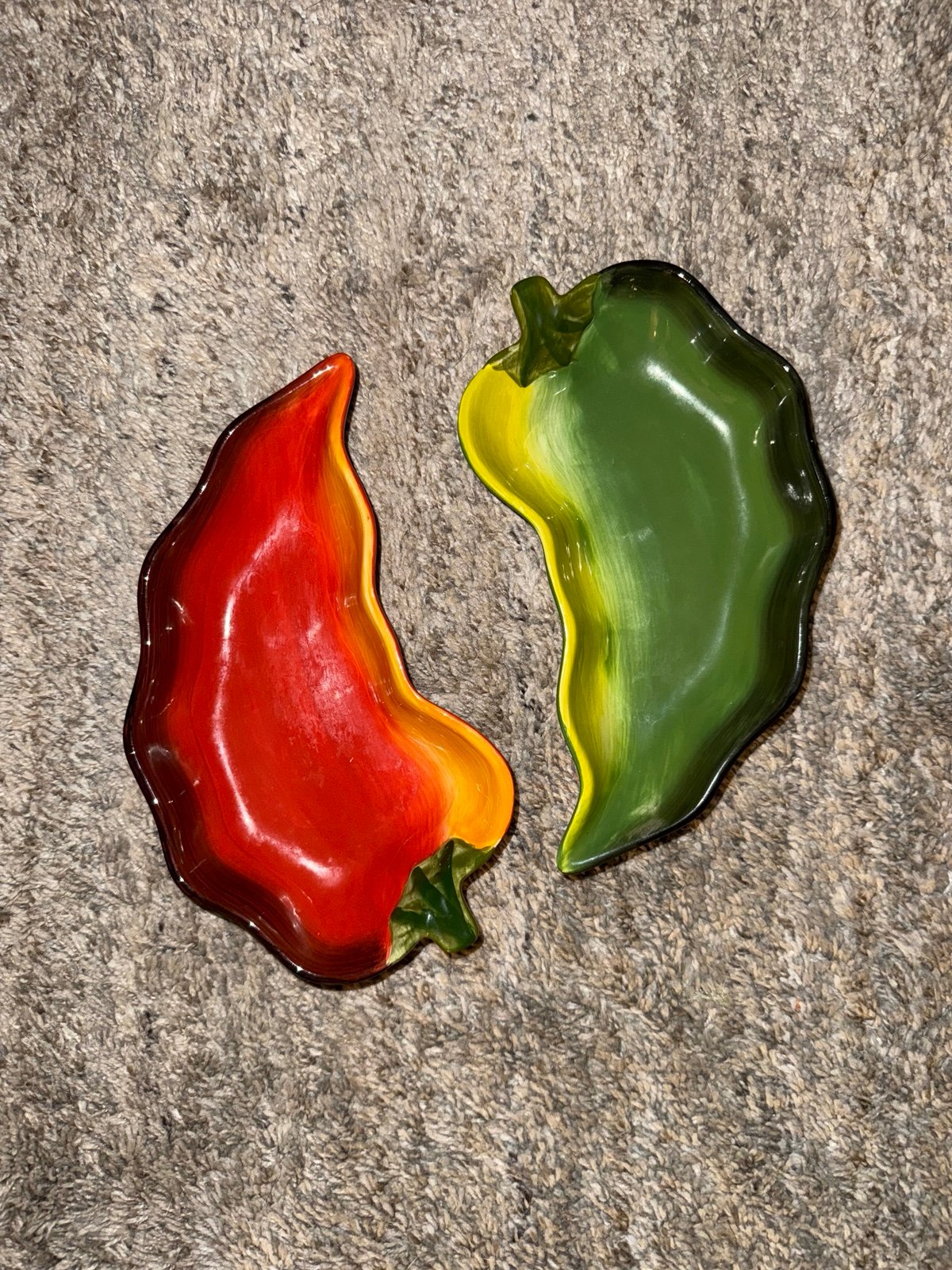 Clay Art 2 Red Hot Chili Pepper Bowl Dish Salsa Guac Southwest 9”