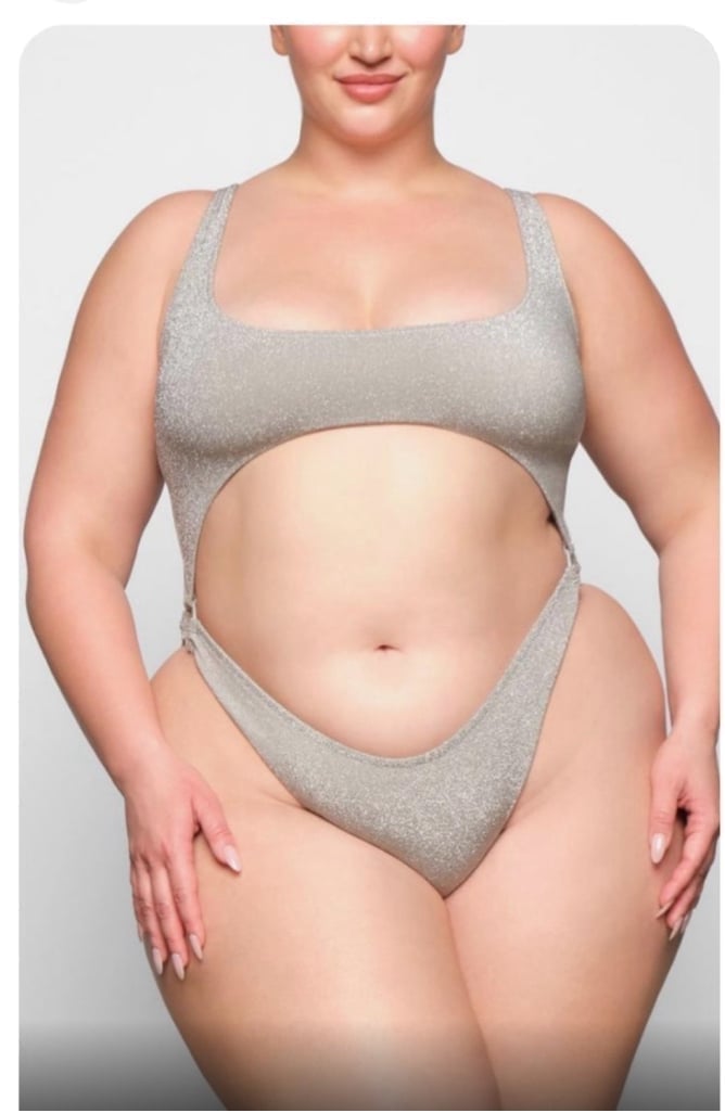 SKIMS Swim Glitter Monokini - Nickel