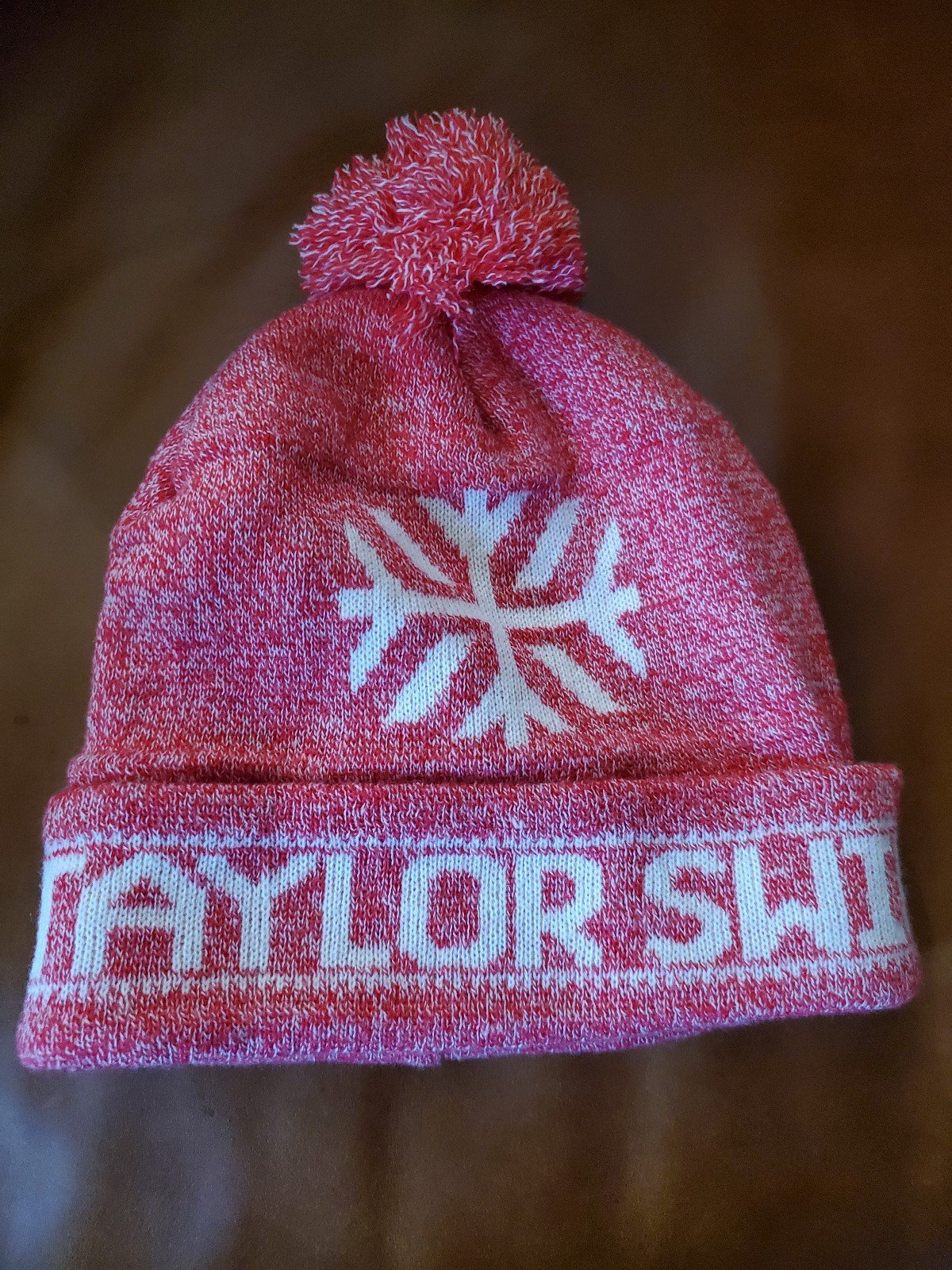 Taylor Swift pink red snowflake beanie knit winter hat OFFICIAL MERCH TS