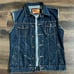 Rolling Paper NYC Size Large Men's Dk Denim Paint Splatter Vest Raw Hem Sleeves