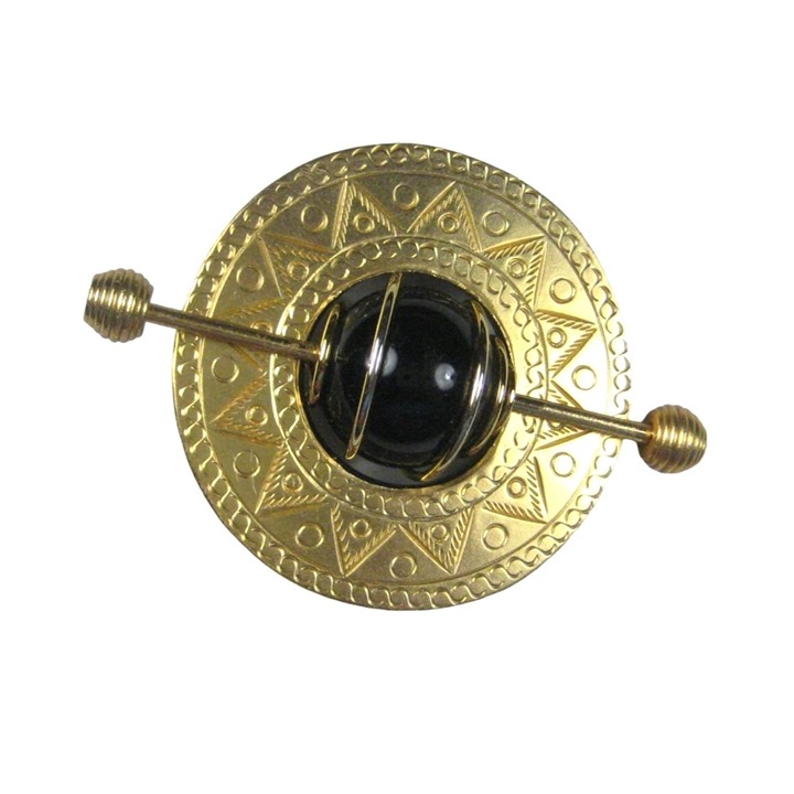 Atomic Goldtone Vintage 1960 Brooch Pin Midcentury Modern Lucite 2.25 inch