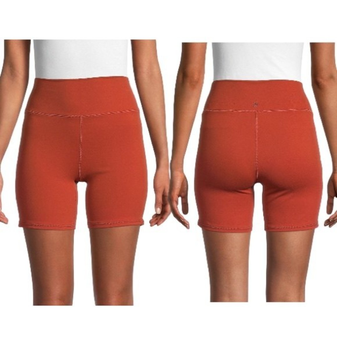 WeWoreWhat Rust Orange Biker Shorts High Waist
