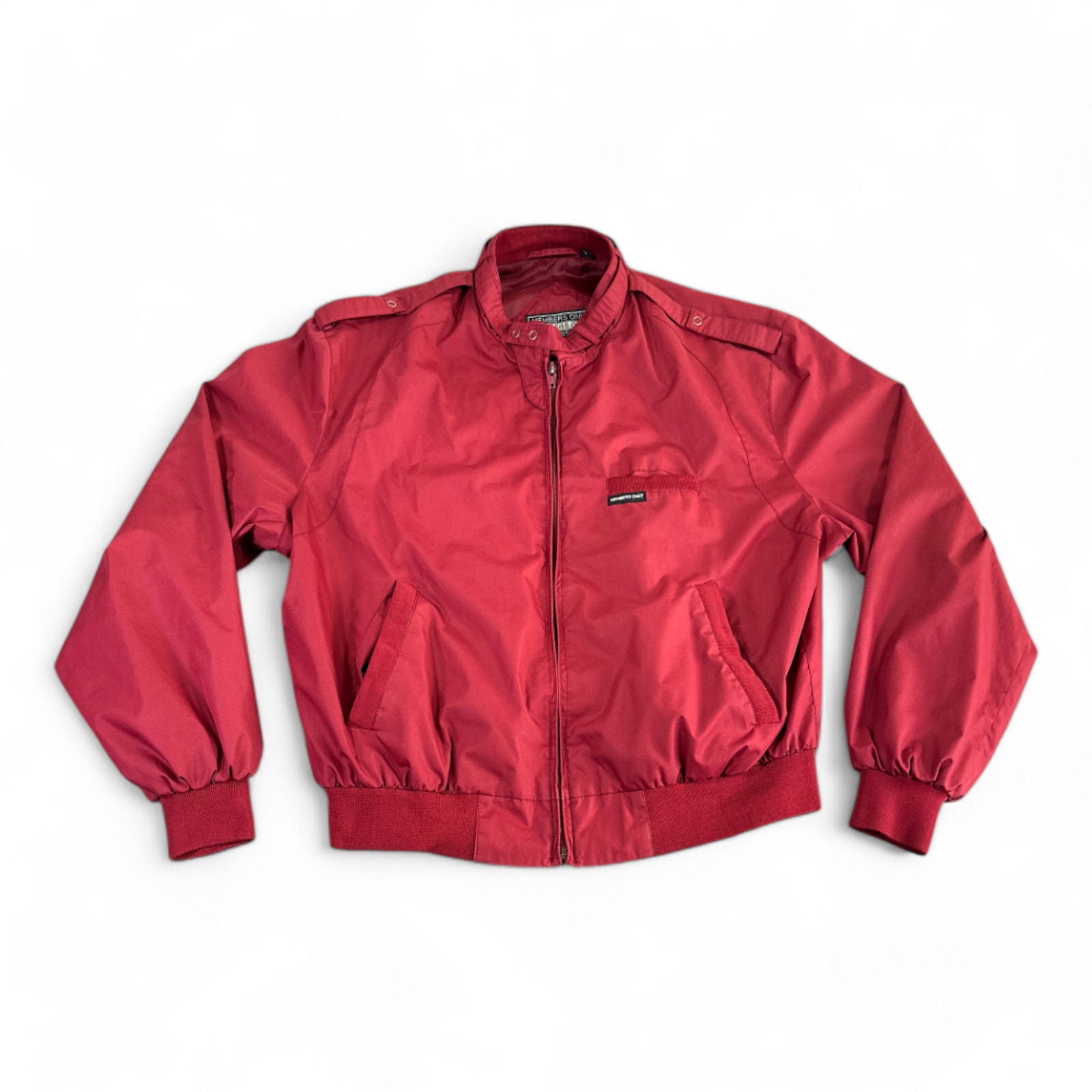 Vintage Members Only Jacket Adult EXTRA LARGE Red Burgundy Bomber Classic 80s
